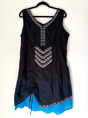 Coline Black Sleeveless Cotton Embroidered boho Summer Dress